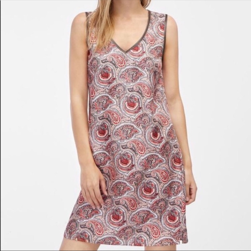 Massimo Dutti 100% Silk Paisley Sleeveless Shift Dress Size 2